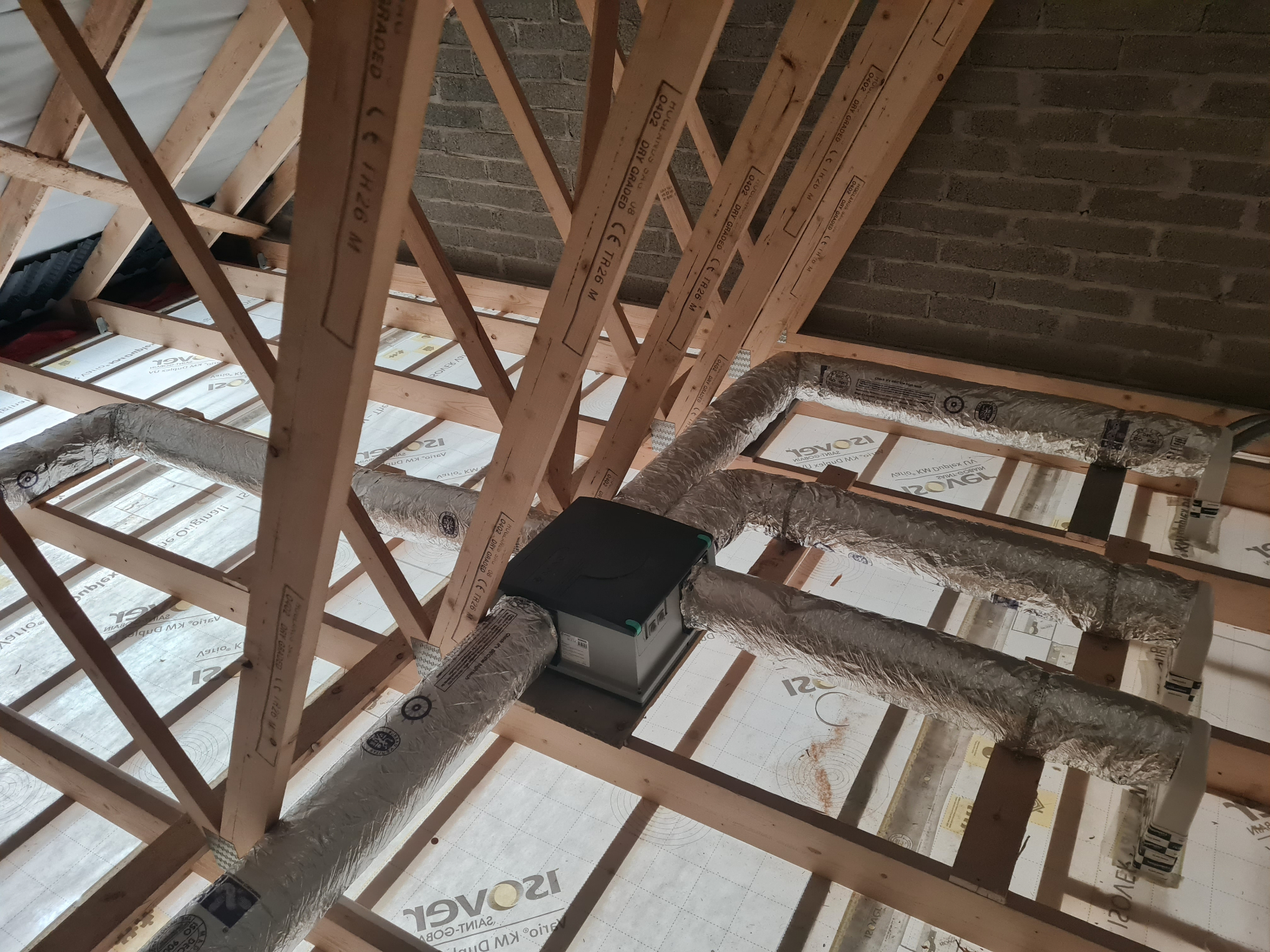 Aereco DCV unit installed between trusses