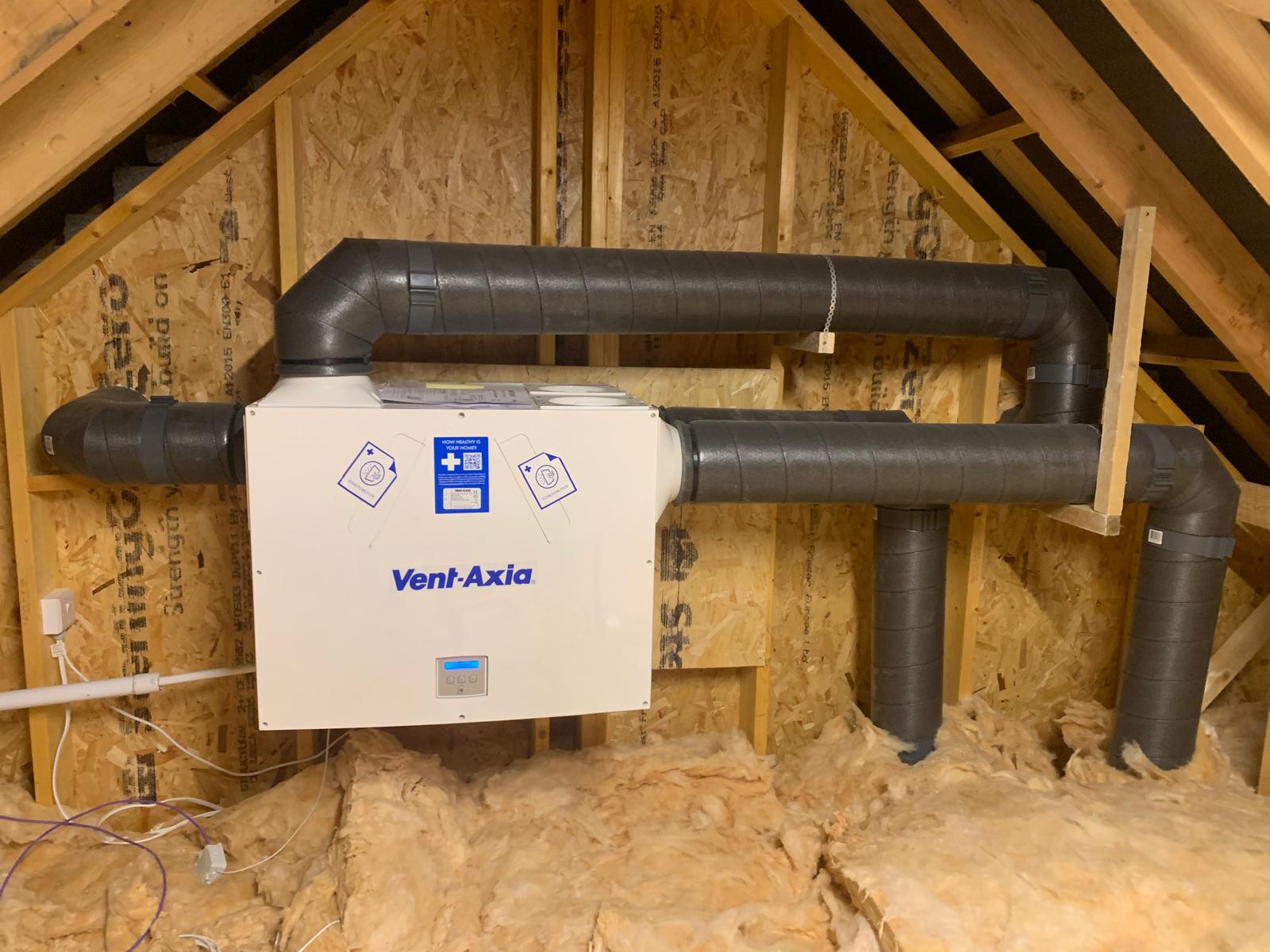 Vent-Axia MVHR — completed attic installation left ready for an access floor to be installed